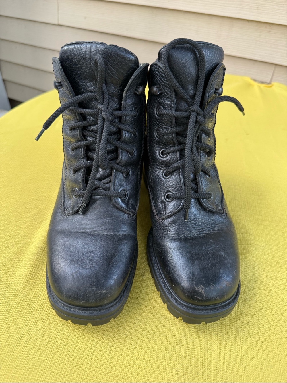 L.L. Bean Black Leather Women's Combat Boots with Lug Sole